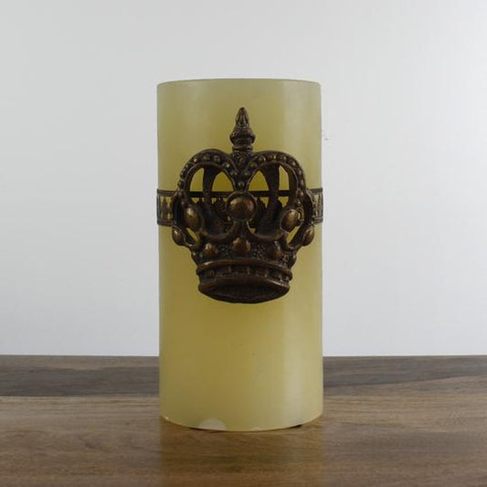 Large Del Ray Candle with Crown - Bone