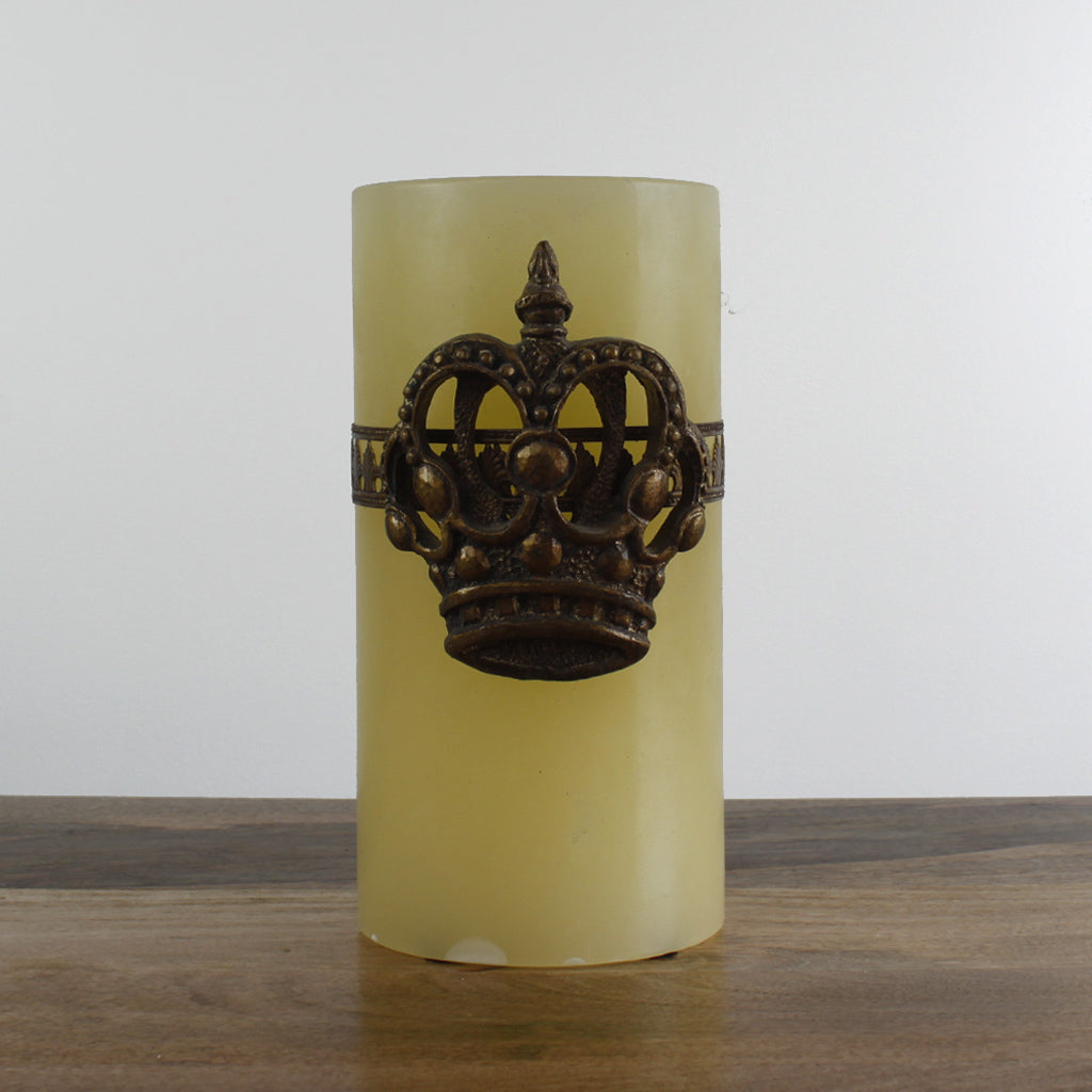 Large Del Ray Candle with Crown - Ivory