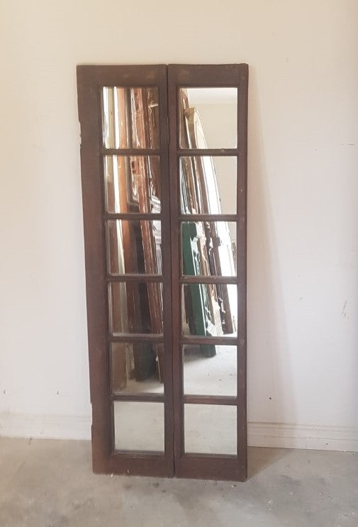 Wooden 2 Panel Mirrored Screen - 134 CM H